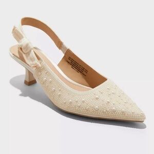 A New Day Women's Milan Pearl Slingback Heels - Ivory size 9.5 new in box!